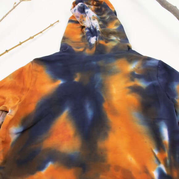 Alvina Tie Dye Hoodie Crop Top in Orange + Black by Akasha Sun Hand-Dyed - Picture 2 of 2
